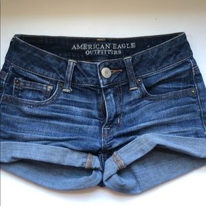 Painted American eagle jean shorts